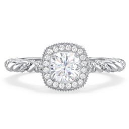 Vintage Diamond Engagement Ring with Accents and Halo Setting - "The Rita"