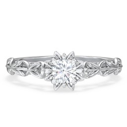 Solitaire Diamond Engagement Ring with Leaf and Vine Details - "The Ava"