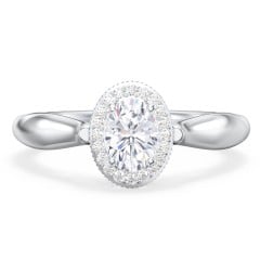 Classic Halo Diamond Engagement Ring and Butterfly and Scroll Details - "The Sophia"