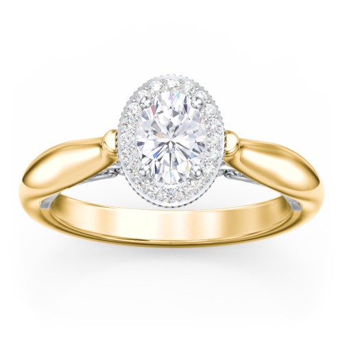 Classic Halo Diamond Engagement Ring and Butterfly and Scroll Details - "The Sophia"