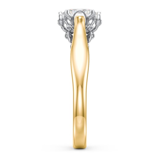Classic Solitaire Diamond Engagement Ring with Butterfly and Scroll Details - "The Sophia"