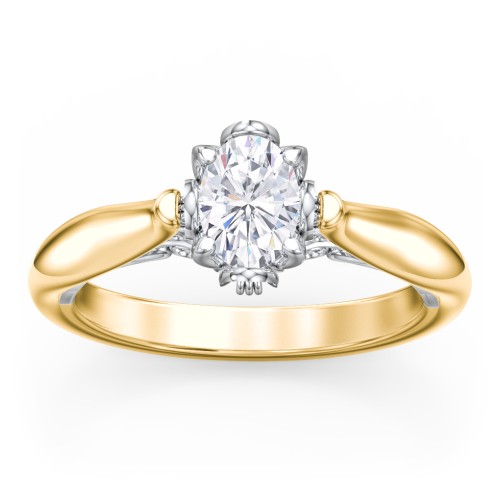 Classic Solitaire Diamond Engagement Ring with Butterfly and Scroll Details - "The Sophia"
