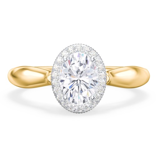 Classic Halo Diamond Engagement Ring and Butterfly and Scroll Details - "The Sophia"