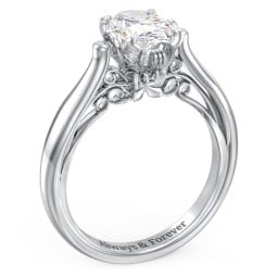 Classic Solitaire Diamond Engagement Ring with Butterfly and Scroll Details - "The Sophia"