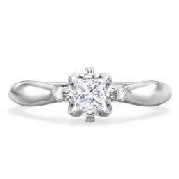 Classic Solitaire Diamond Engagement Ring with Butterfly and Scroll Details - "The Sophia"