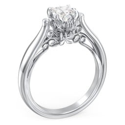 Classic Solitaire Diamond Engagement Ring with Butterfly and Scroll Details - "The Sophia"