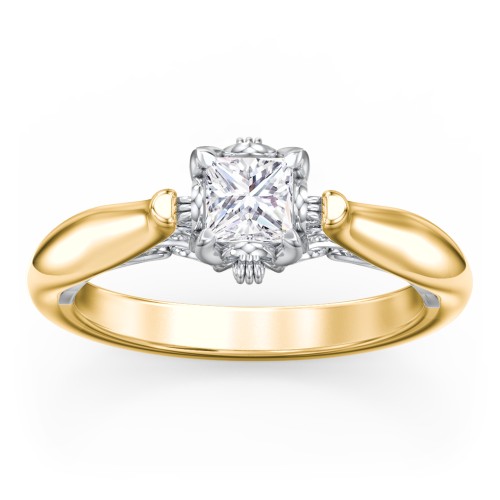 Classic Solitaire Diamond Engagement Ring with Butterfly and Scroll Details - "The Sophia"