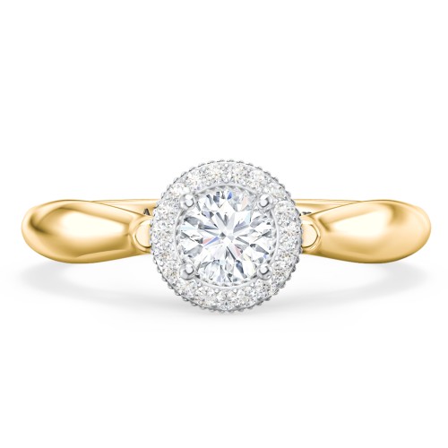 Classic Halo Diamond Engagement Ring and Butterfly and Scroll Details - "The Sophia"