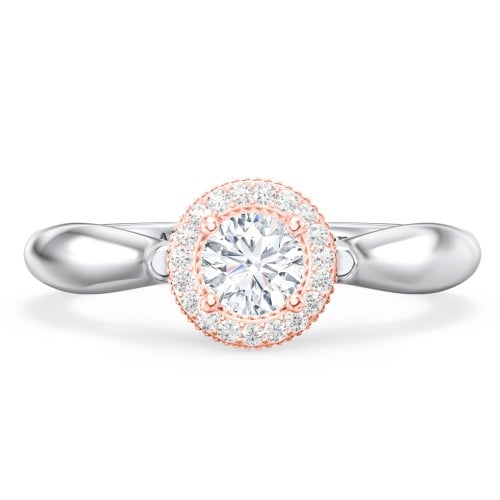 Classic Halo Diamond Engagement Ring and Butterfly and Scroll Details - "The Sophia"