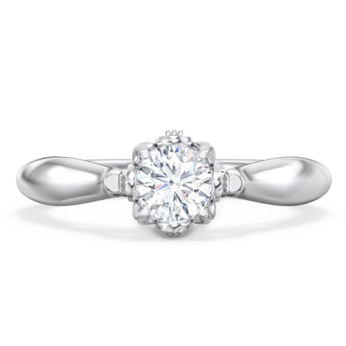 Classic Solitaire Diamond Engagement Ring with Butterfly and Scroll Details - "The Sophia" – 10K White Gold