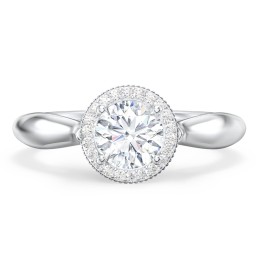 Classic Halo Diamond Engagement Ring and Butterfly and Scroll Details - "The Sophia"