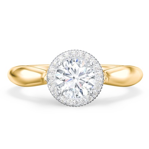 Classic Halo Diamond Engagement Ring and Butterfly and Scroll Details - "The Sophia"