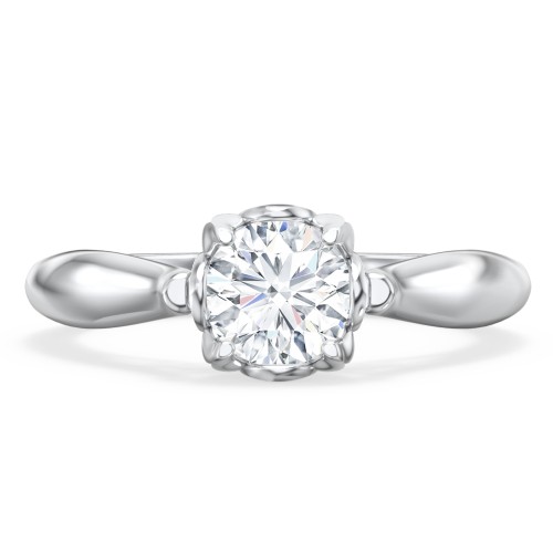 Classic Solitaire Diamond Engagement Ring with Butterfly and Scroll Details - "The Sophia"