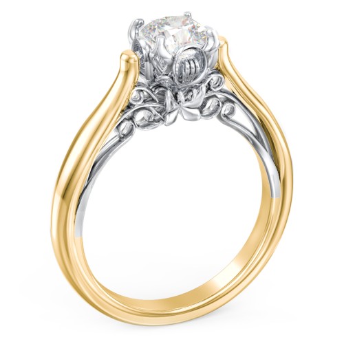 Classic Solitaire Diamond Engagement Ring with Butterfly and Scroll Details - "The Sophia" – 10K Yellow Gold