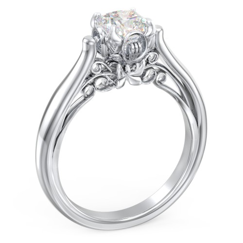 Classic Solitaire Diamond Engagement Ring with Butterfly and Scroll Details - "The Sophia"