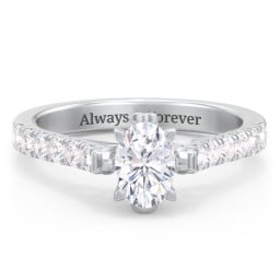 Solitaire Diamond Engagement Ring with Accents and Bow Detail