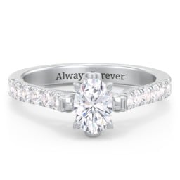 Solitaire Diamond Engagement Ring with Accents and Bow Detail