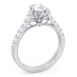 Solitaire Diamond Engagement Ring with Accents and Bow Detail
