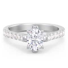 Solitaire Diamond Engagement Ring with Accents and Bow Detail – 14K White Gold with Lab Diamond