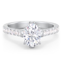 Solitaire Diamond Engagement Ring with Accents and Bow Detail – 14K White Gold with Lab Diamond
