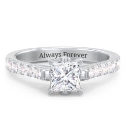 Solitaire Diamond Engagement Ring with Accents and Bow Detail