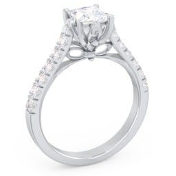 Solitaire Diamond Engagement Ring with Accents and Bow Detail