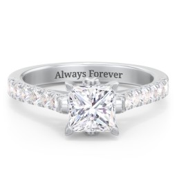 Solitaire Diamond Engagement Ring with Accents and Bow Detail