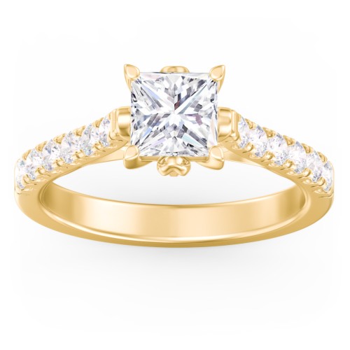 Solitaire Diamond Engagement Ring with Accents and Bow Detail
