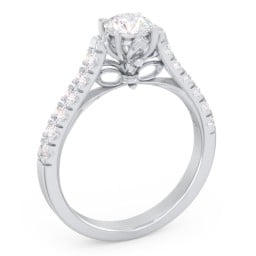 Solitaire Diamond Engagement Ring with Accents and Bow Detail