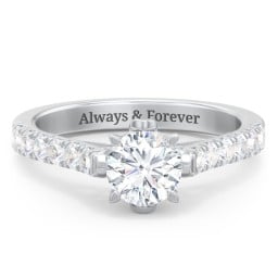 Solitaire Diamond Engagement Ring with Accents and Bow Detail