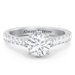 Solitaire Diamond Engagement Ring with Accents and Bow Detail