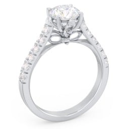 Solitaire Diamond Engagement Ring with Accents and Bow Detail