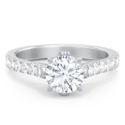 Solitaire Diamond Engagement Ring with Accents and Bow Detail