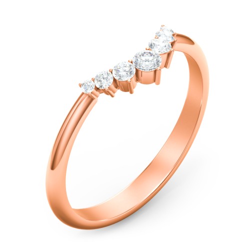 Graduated Diamond Tiara Wedding Band Ring – 10K Rose Gold with Lab Diamond
