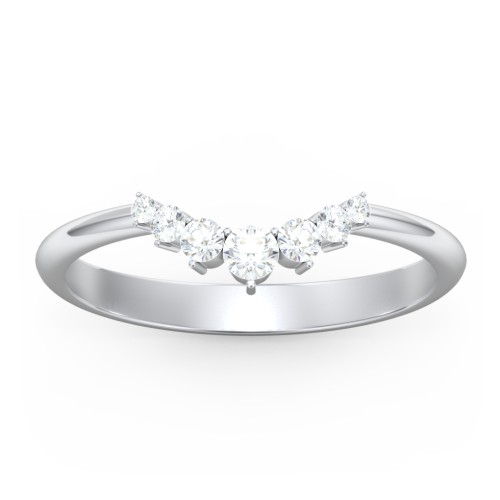 Graduated Diamond Tiara Wedding Band Ring – 14K White Gold with Lab Diamond