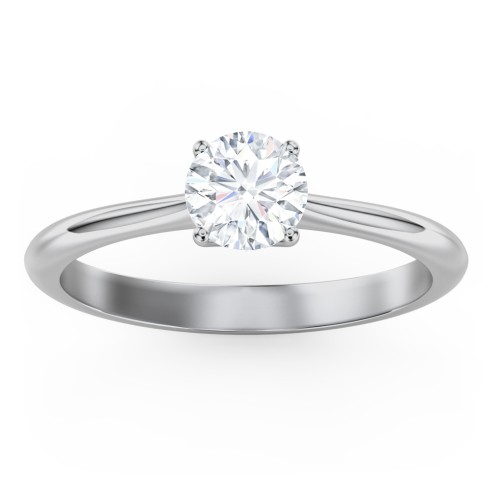Classic Solitaire Engagement Ring – 14K White Gold