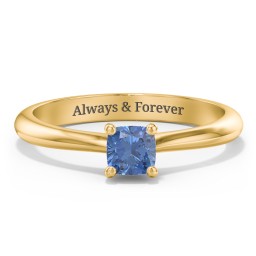Classic Solitaire Engagement Ring in 10K Solid Yellow Gold with IceBlueSapp-CU-0.50
