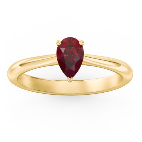 Classic Solitaire Engagement Ring – 10K Yellow Gold with 07RUBY-PE-0.50