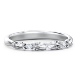 Vintage Filigree and Diamond Accent Band Ring