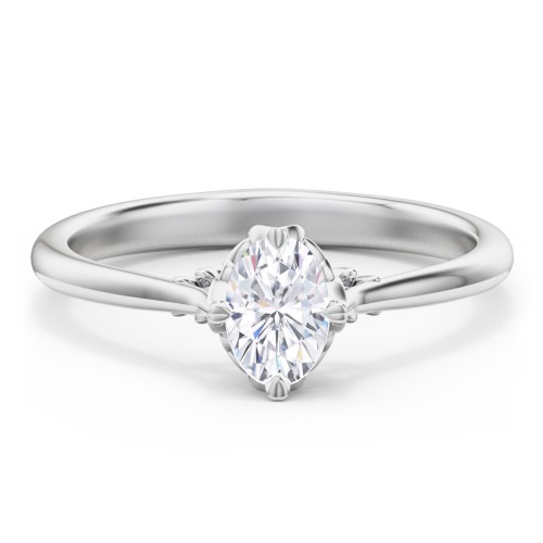 Solitaire Engagement Ring with Vintage Filigree Setting – 14K White Gold