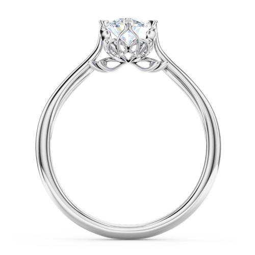 Solitaire Engagement Ring with Vintage Filigree Setting – 14K White Gold