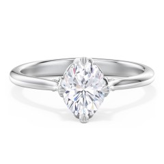 Solitaire Engagement Ring with Vintage Filigree Setting – 14K White Gold
