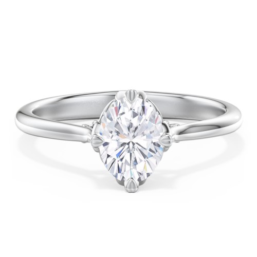 Solitaire Engagement Ring with Vintage Filigree Setting – 14K White Gold
