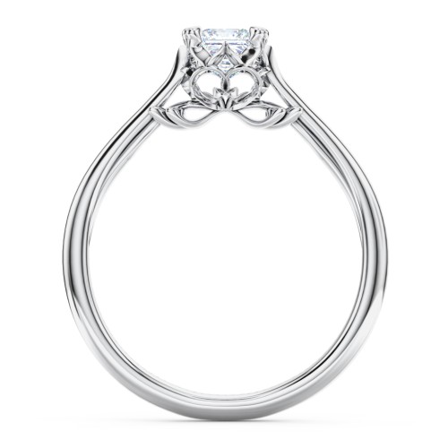 Solitaire Engagement Ring with Vintage Filigree Setting – 14K White Gold