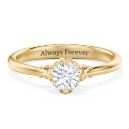 Solitaire Engagement Ring with Vintage Filigree Setting in 10K Solid Yellow Gold with 04LABDIAM-RD-0.50-VS2-F-VG