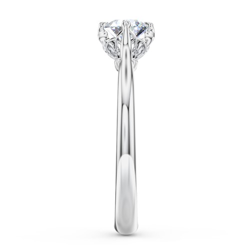 Solitaire Engagement Ring with Vintage Filigree Setting – 14K White Gold