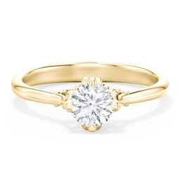 Solitaire Engagement Ring with Vintage Filigree Setting in 10K Solid Yellow Gold
