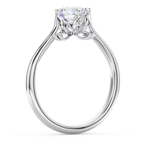 Solitaire Engagement Ring with Vintage Filigree Setting – 14K White Gold