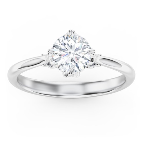 Solitaire Engagement Ring with Vintage Filigree Setting – 14K White Gold