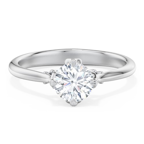 Solitaire Engagement Ring with Vintage Filigree Setting – 14K White Gold